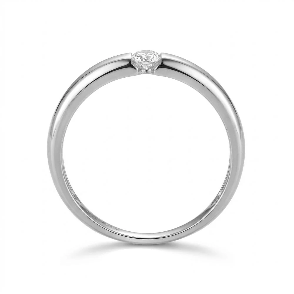 Anello solitario Oro bianco 750/18 carati Laboratorio di diamanti coltivato 0.11 ct, w-si - Image 3