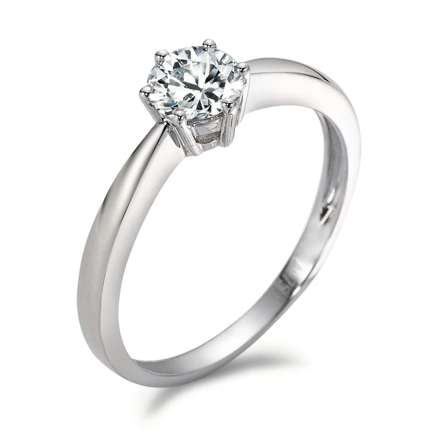 Anello solitario Oro bianco 750/18 carati Moissanite bianco, 0.50 ct, [Brillant]