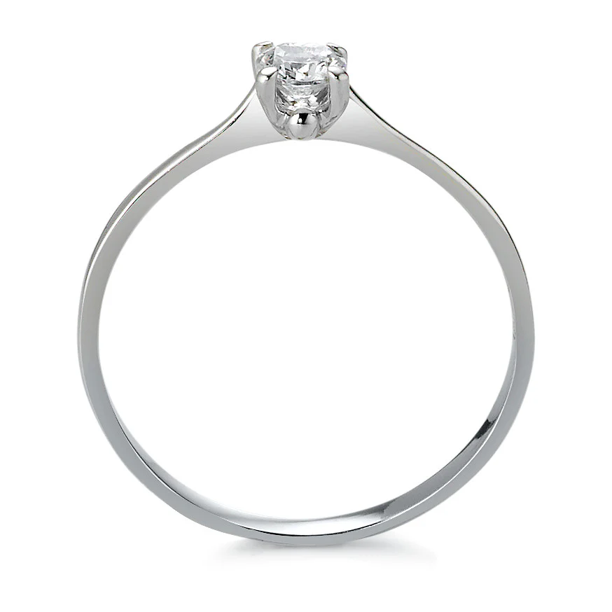 Anello solitario Oro bianco 750/18 carati Zirconia Ø4 mm - Image 2