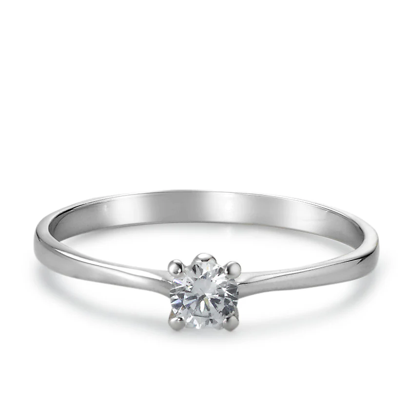 Anello solitario Oro bianco 750/18 carati Zirconia Ø4 mm - Image 3