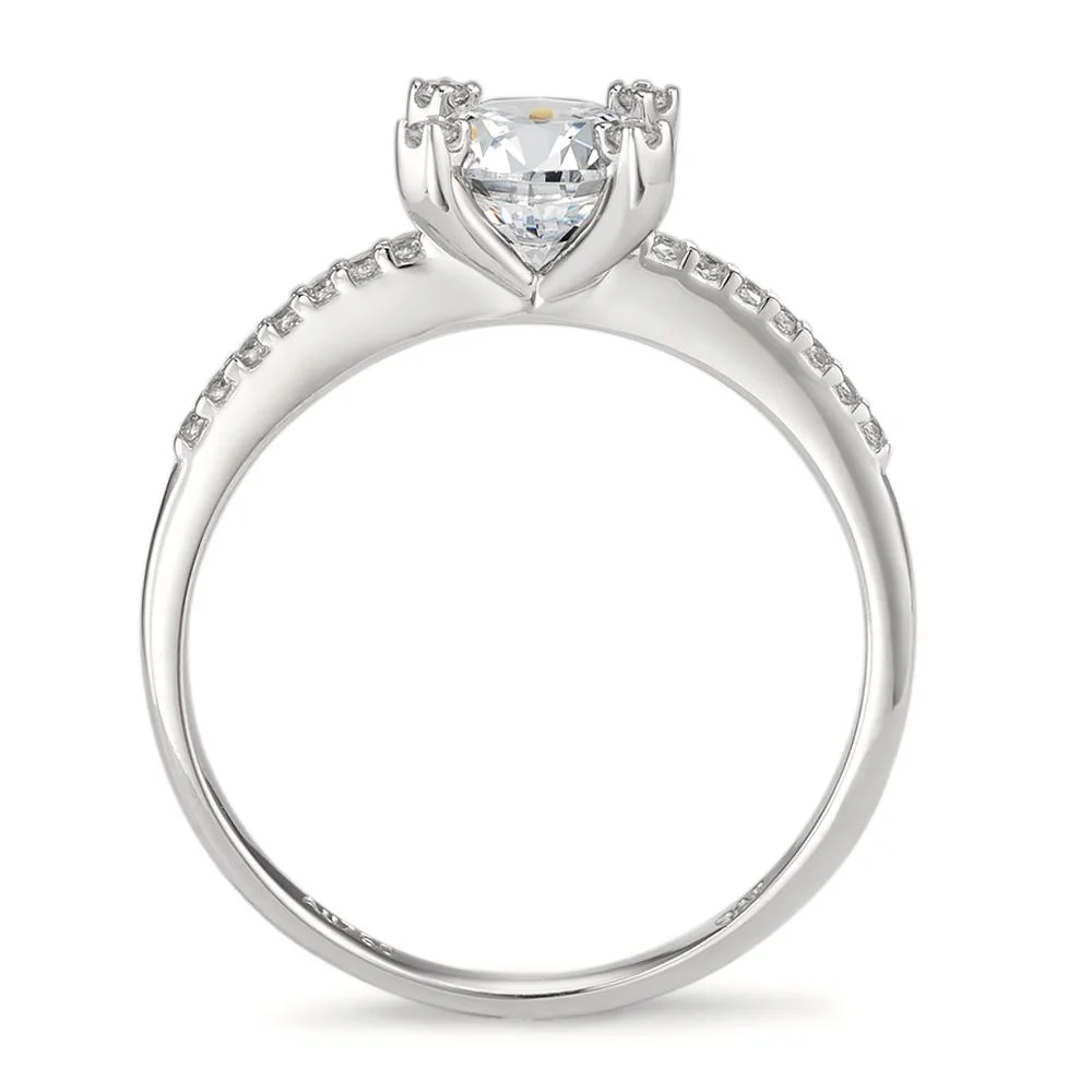 Anello solitario Oro bianco 750/18 carati Zirconia Ø6.5 mm - Image 2