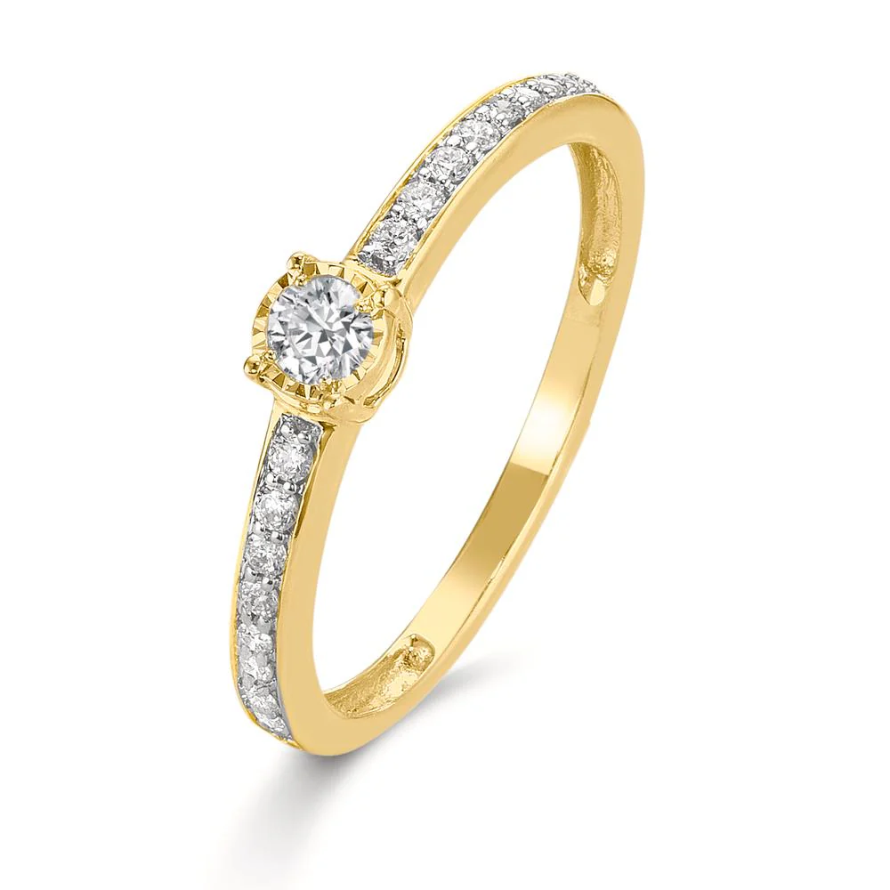 Anello solitario Oro giallo 375/9K Diamante 0.20 ct, 19 pietra, w-si