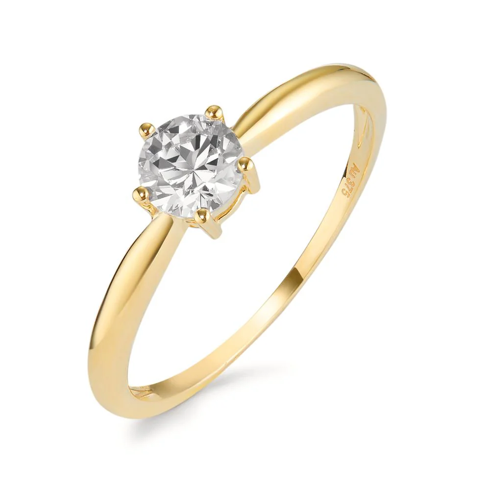Anello solitario Oro giallo 375/9K Zirconia Ø5.5 mm
