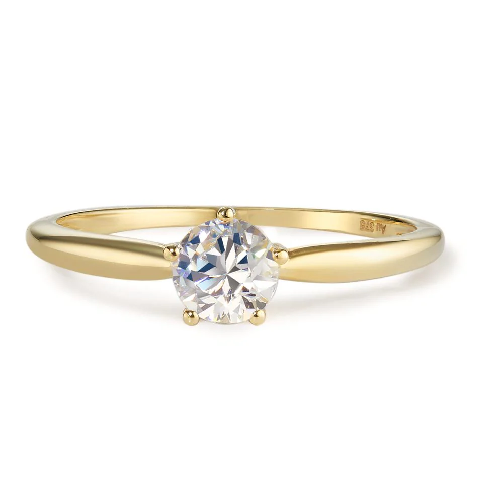 Anello solitario Oro giallo 375/9K Zirconia Ø5.5 mm - Image 2
