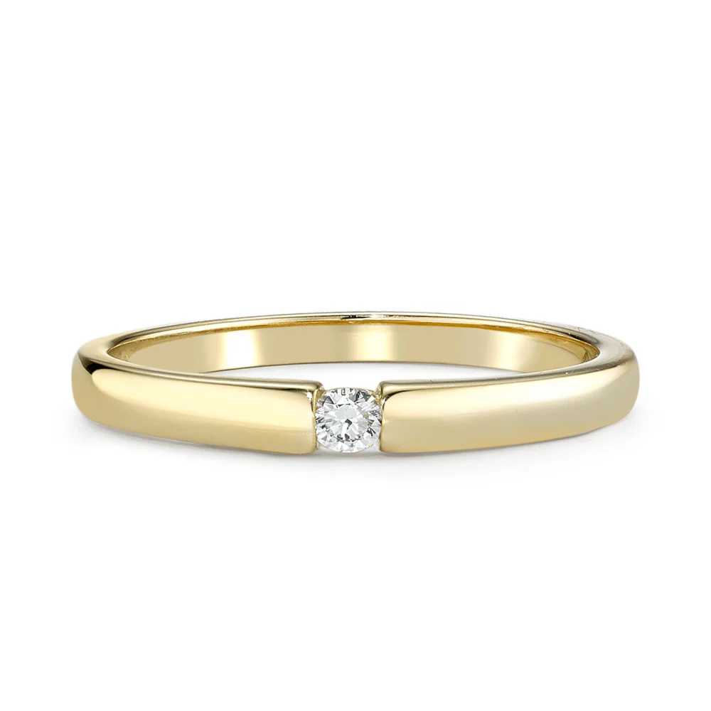 Anello solitario Oro giallo 585/14 kt Diamante 0.03 ct, w-si - Image 3