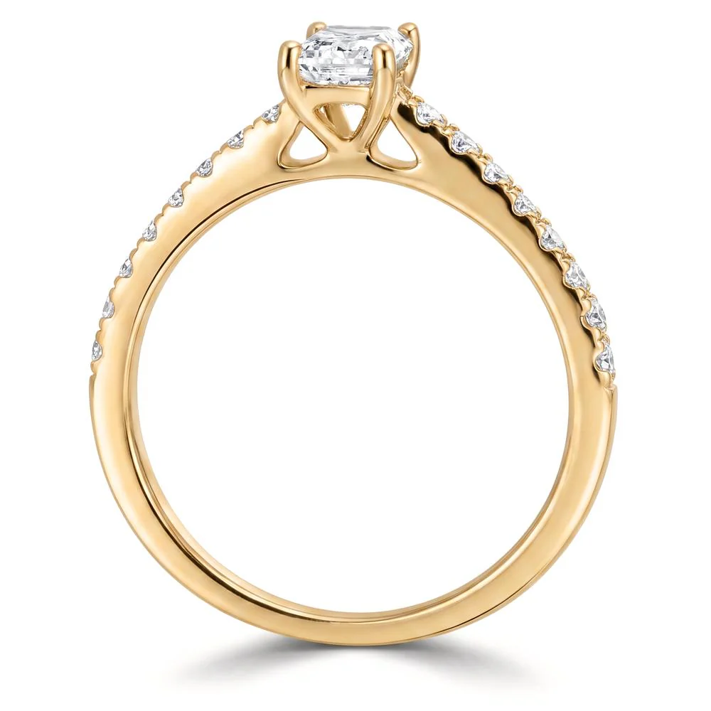 Anello solitario Oro giallo 585/14 kt Laboratorio di diamanti coltivato 0.50 ct, [Baguette], tw-vsi, Laboratorio di diamanti coltivato 0.20 ct, 16 pietra, tw-vsi - Image 3