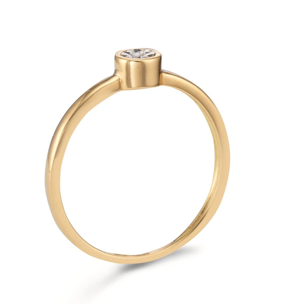 Anello solitario Oro giallo 750/18 carati Diamante 0.015 ct, w-si Ø4.5 mm - Image 2