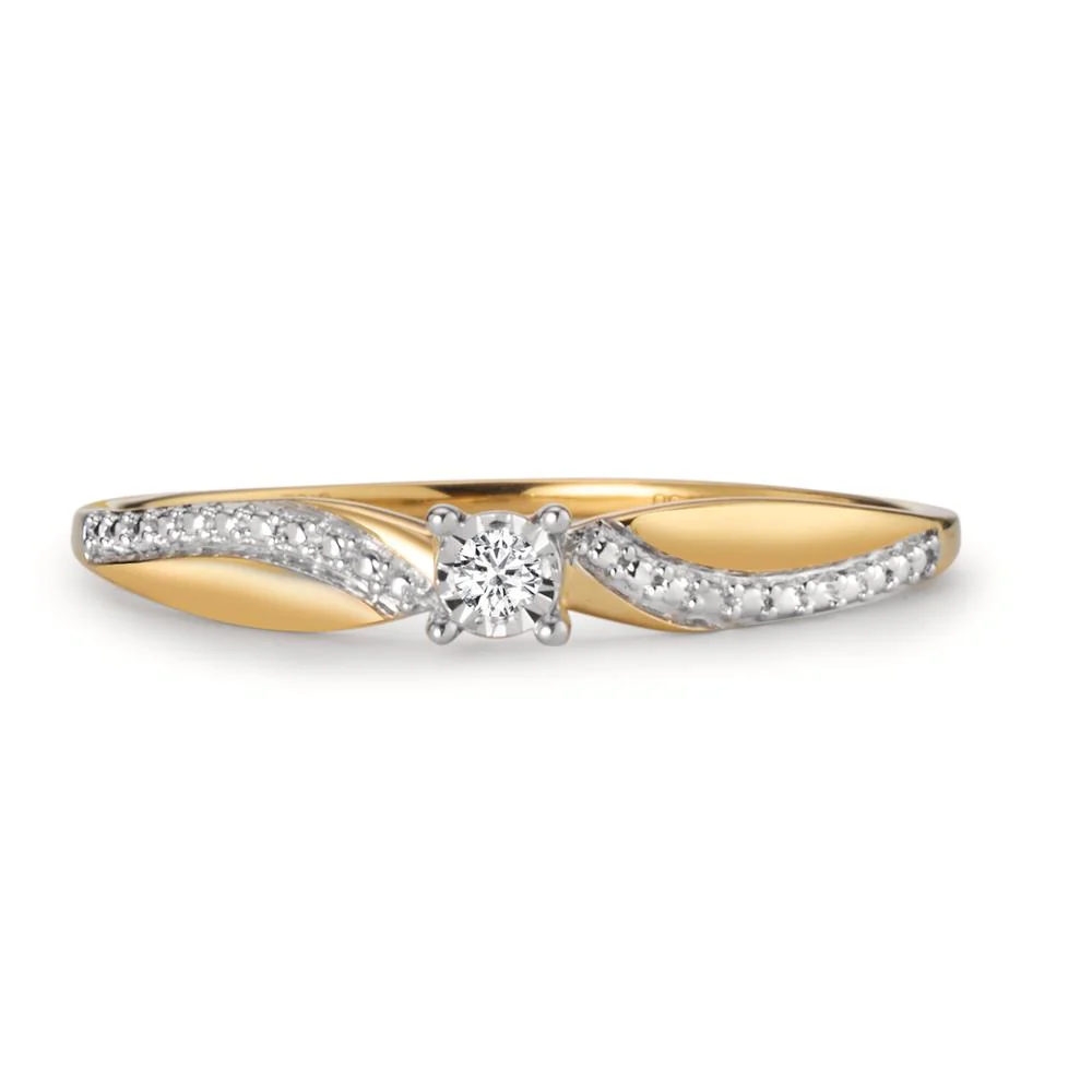 Anello solitario Oro giallo 750/18 carati Diamante 0.02 ct, w-si - Image 2