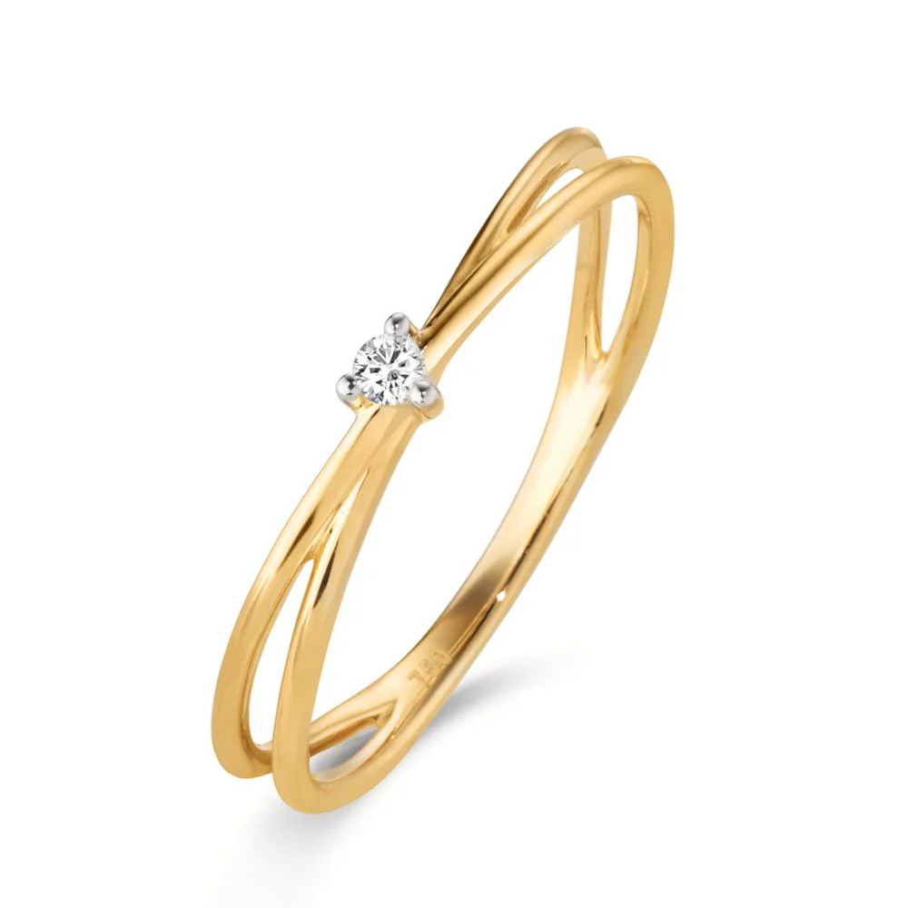 Anello solitario Oro giallo 750/18 carati Diamante 0.02 ct, w-si