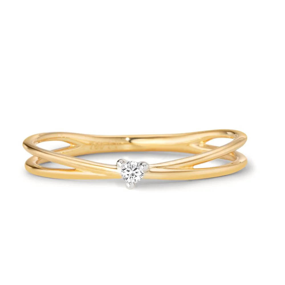 Anello solitario Oro giallo 750/18 carati Diamante 0.02 ct, w-si - Image 2