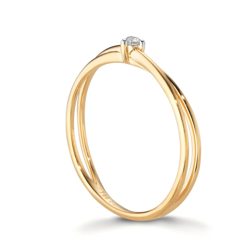Anello solitario Oro giallo 750/18 carati Diamante 0.02 ct, w-si - Image 3