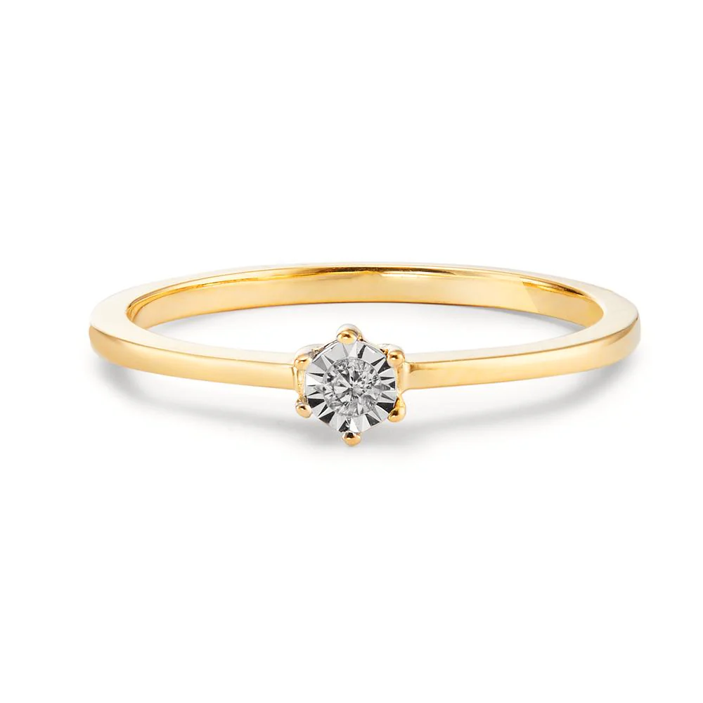 Anello solitario Oro giallo 750/18 carati Diamante 0.03 ct, w-si bicolore - Image 2