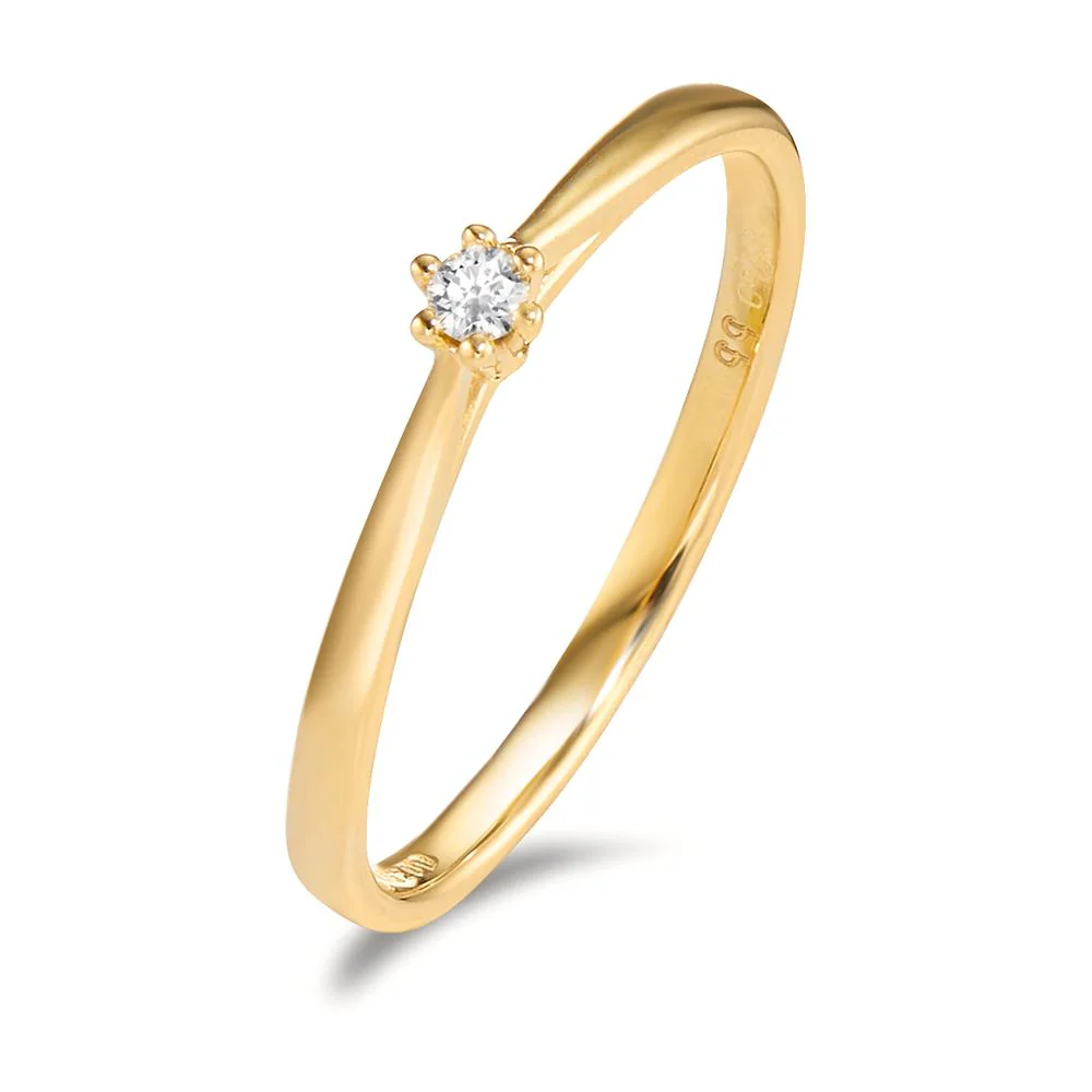 Anello solitario Oro giallo 750/18 carati Diamante 0.035 ct, w-si