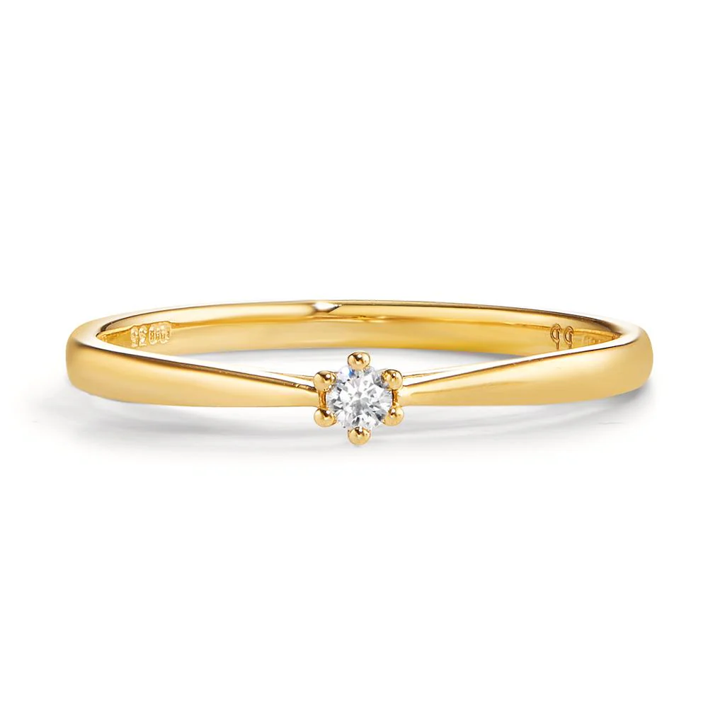 Anello solitario Oro giallo 750/18 carati Diamante 0.035 ct, w-si - Image 2