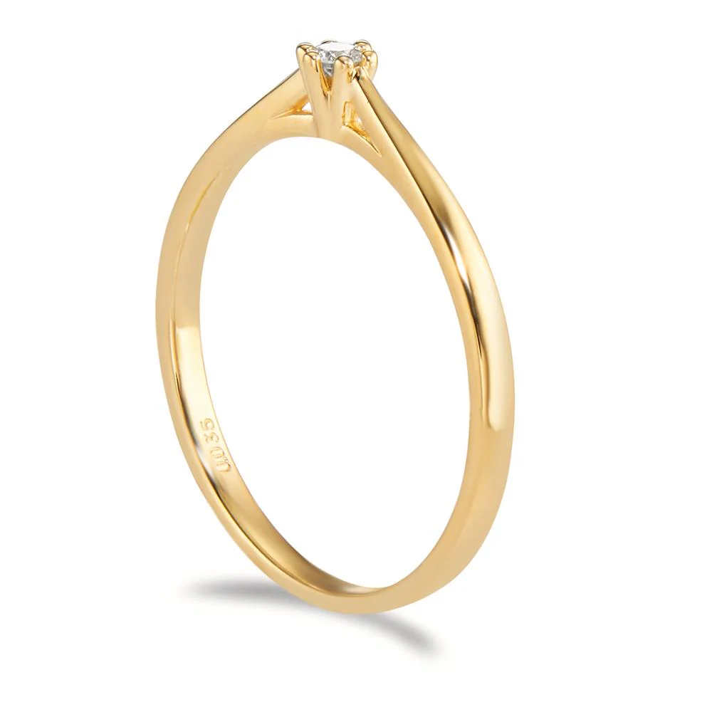 Anello solitario Oro giallo 750/18 carati Diamante 0.035 ct, w-si - Image 3