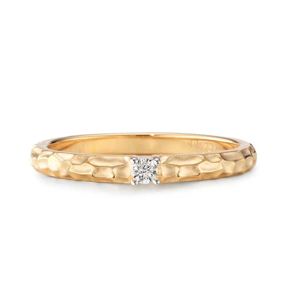Anello solitario Oro giallo 750/18 carati Diamante 0.04 ct, w-si - Image 3