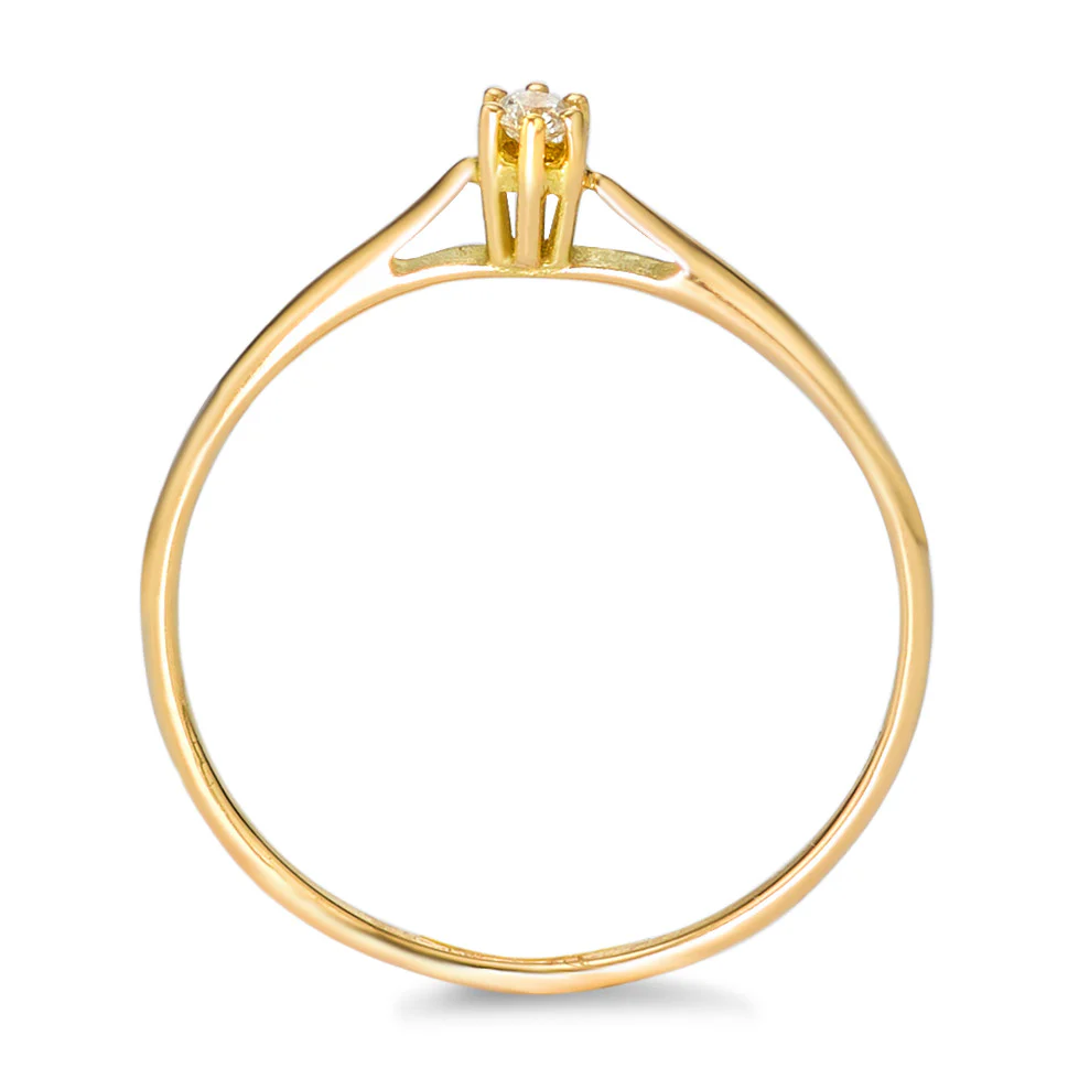 Anello solitario Oro giallo 750/18 carati Diamante 0.05 ct, w-si - Image 2