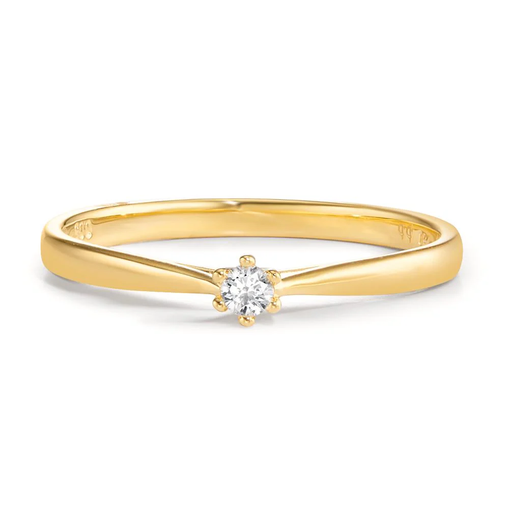 Anello solitario Oro giallo 750/18 carati Diamante 0.05 ct, w-si - Image 2