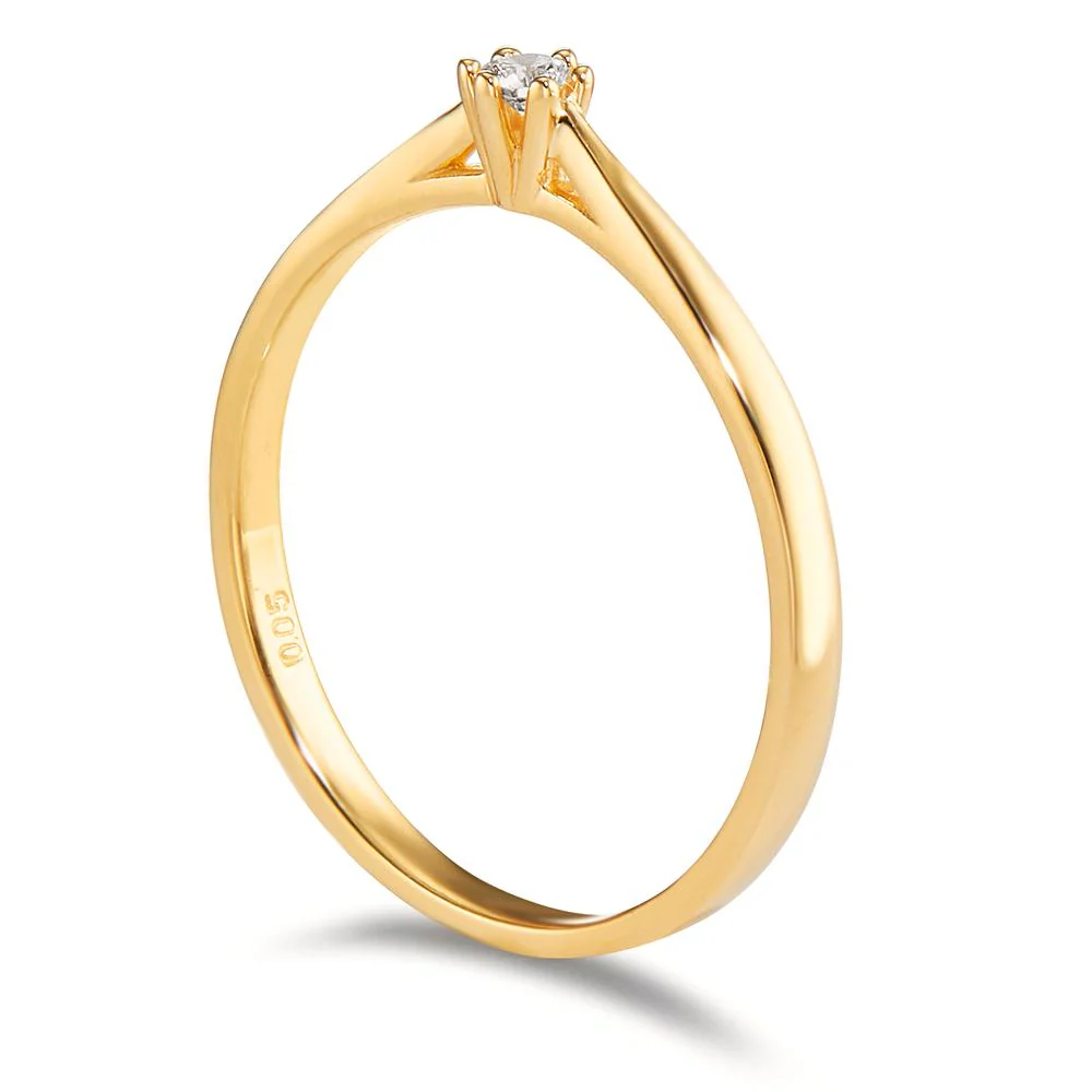 Anello solitario Oro giallo 750/18 carati Diamante 0.05 ct, w-si - Image 3