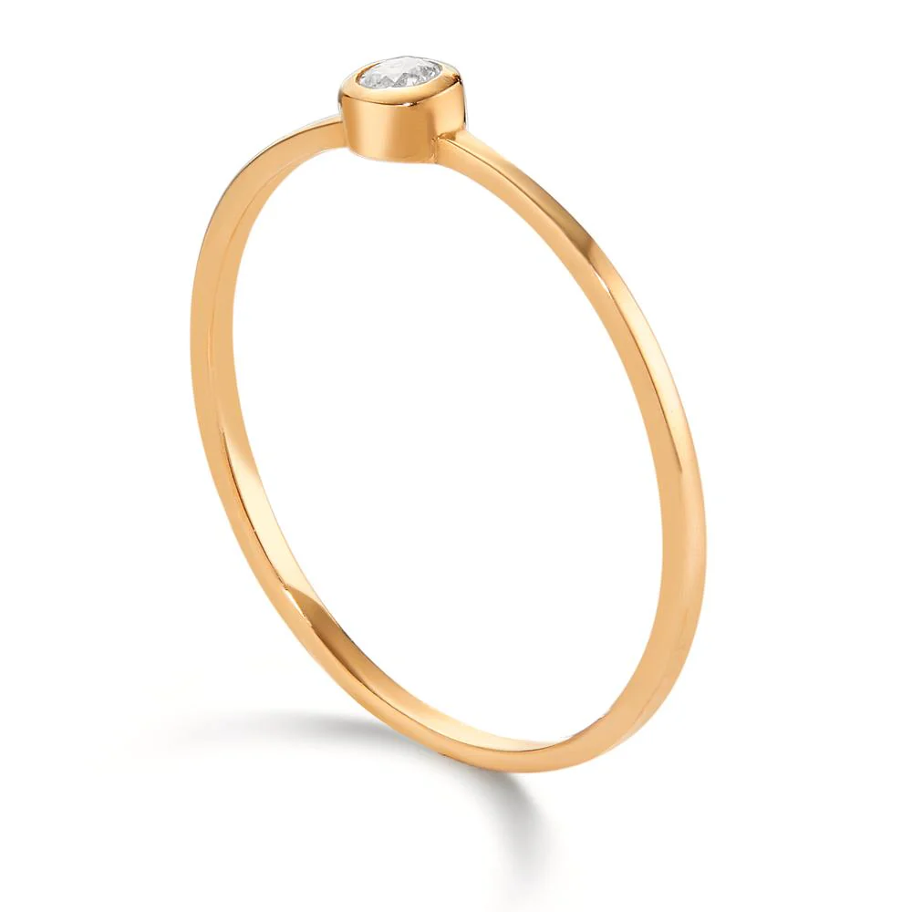 Anello solitario Oro giallo 750/18 carati Diamante 0.05 ct, w-si - Image 2