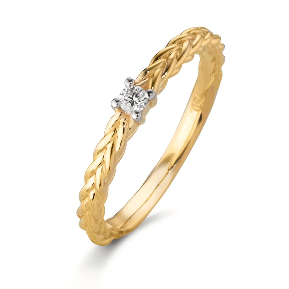 Anello solitario Oro giallo 750/18 carati Diamante 0.05 ct, w-si