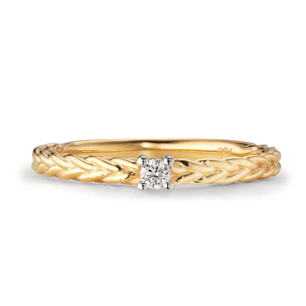 Anello solitario Oro giallo 750/18 carati Diamante 0.05 ct, w-si - Image 3