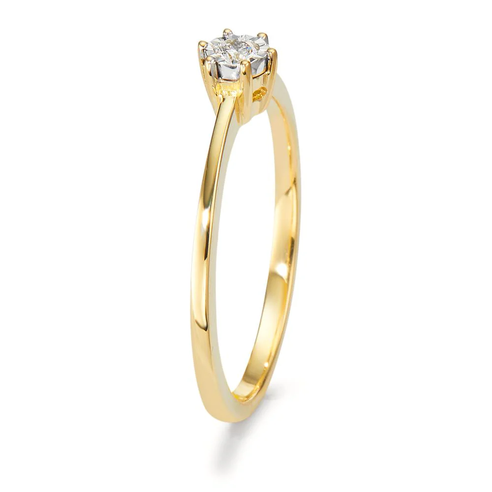 Anello solitario Oro giallo 750/18 carati Diamante 0.05 ct, w-si bicolore Ø4 mm - Image 2