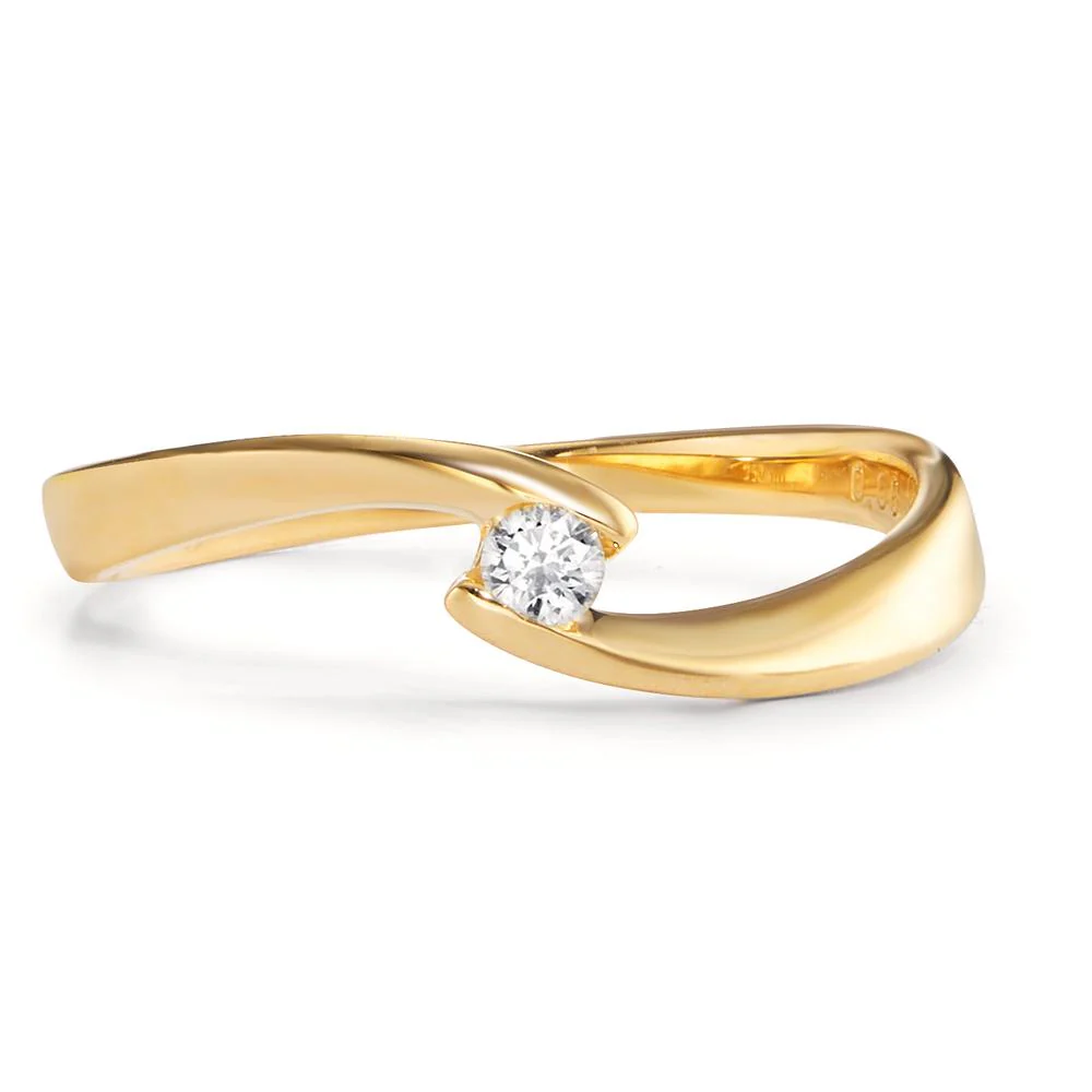 Anello solitario Oro giallo 750/18 carati Diamante 0.06 ct, w-si - Image 2