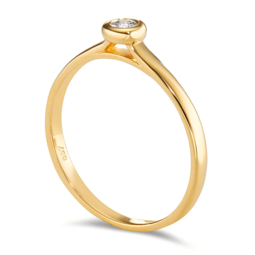 Anello solitario Oro giallo 750/18 carati Diamante 0.07 ct, w-si - Image 2
