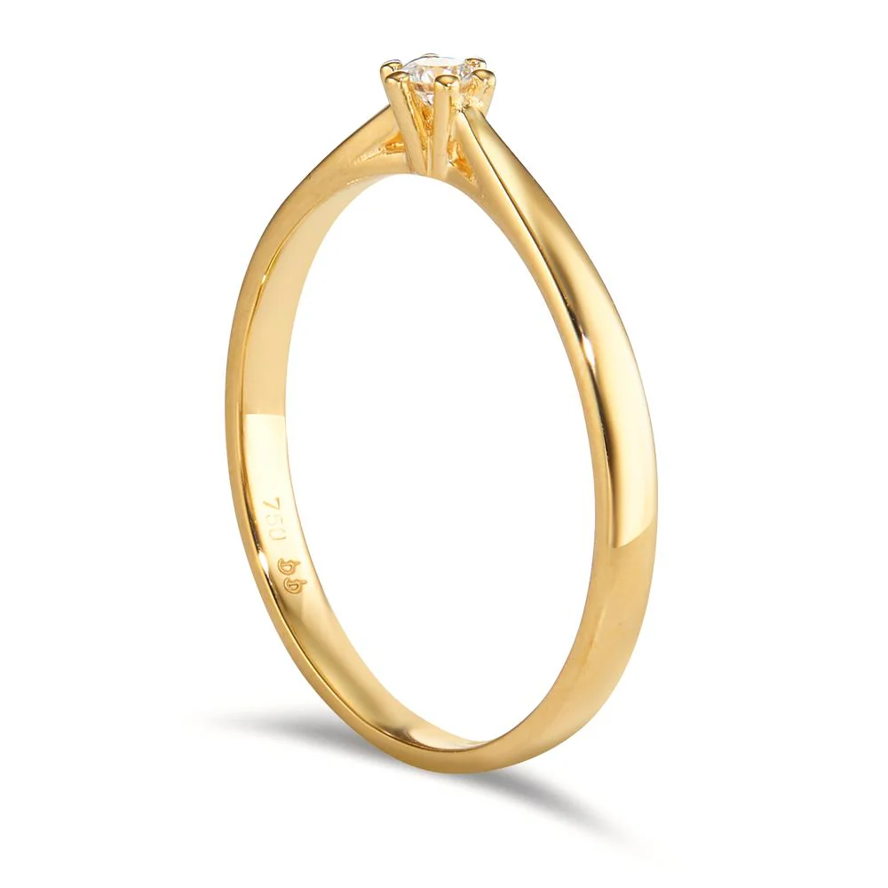 Anello solitario Oro giallo 750/18 carati Diamante 0.075 ct, w-si - Image 2