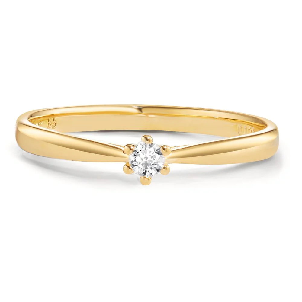 Anello solitario Oro giallo 750/18 carati Diamante 0.075 ct, w-si - Image 3