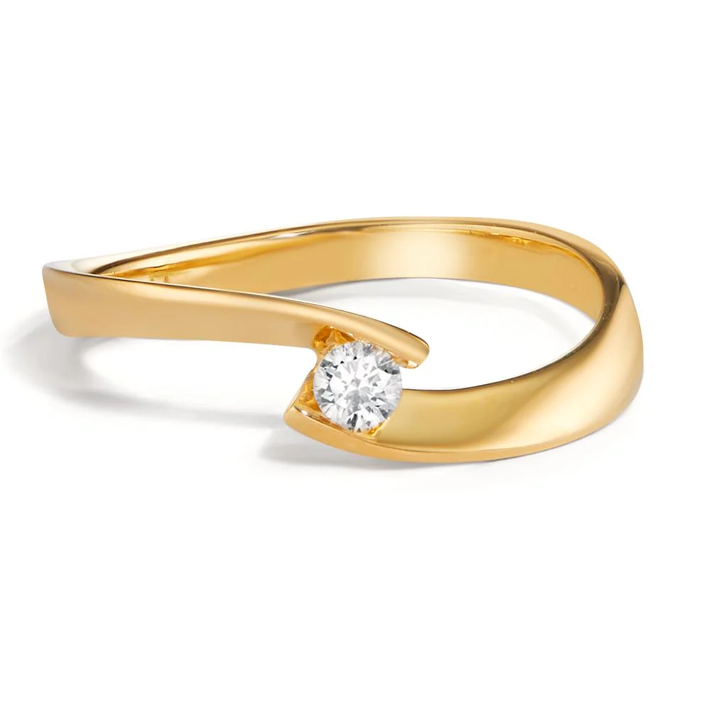 Anello solitario Oro giallo 750/18 carati Diamante 0.09 ct, w-si - Image 2