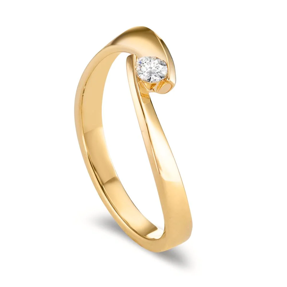 Anello solitario Oro giallo 750/18 carati Diamante 0.09 ct, w-si - Image 3