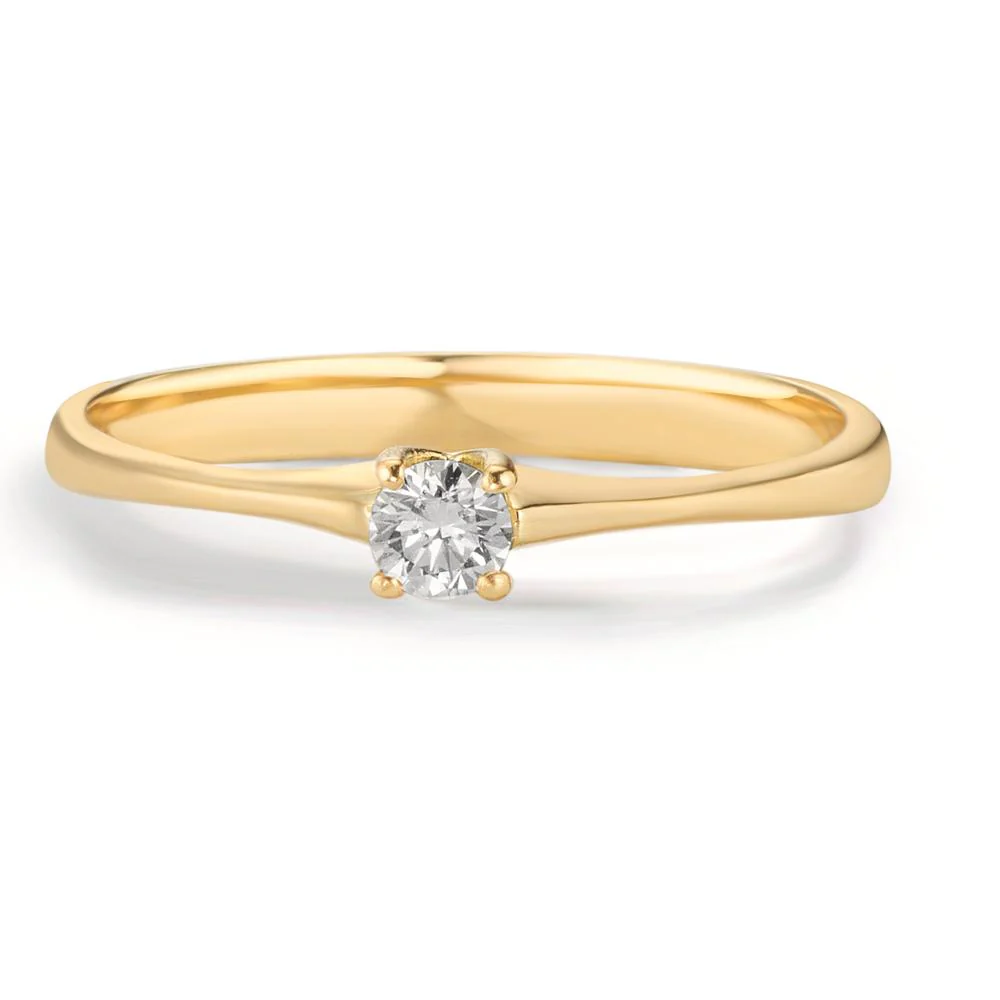 Anello solitario Oro giallo 750/18 carati Diamante 0.09 ct, w-si - Image 2