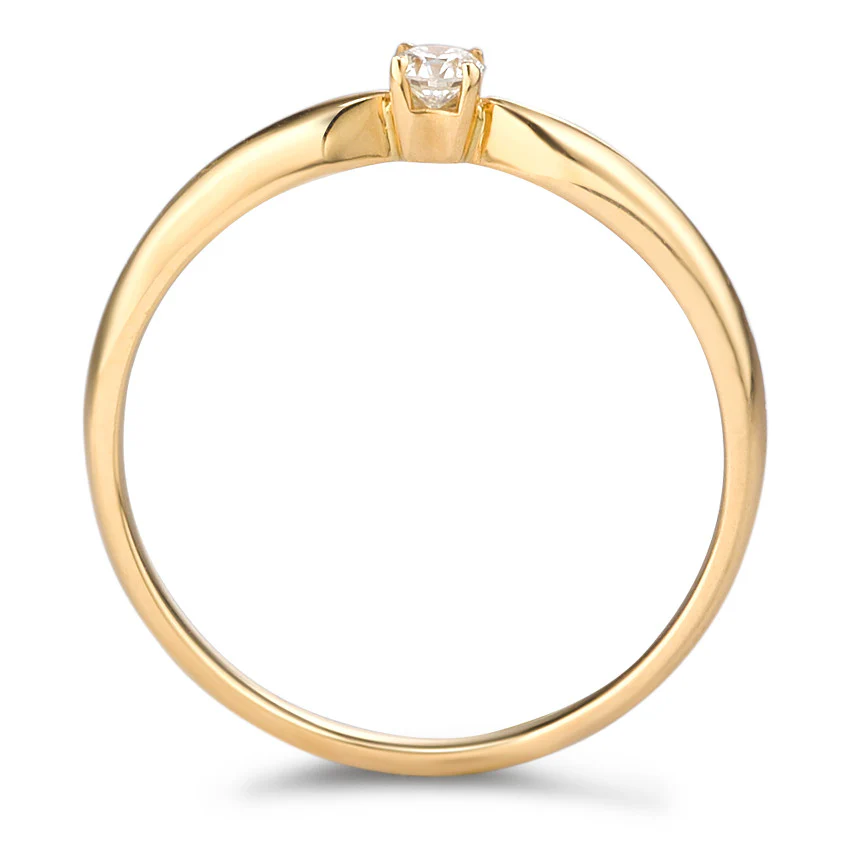 Anello solitario Oro giallo 750/18 carati Diamante 0.10 ct, w-si - Image 2