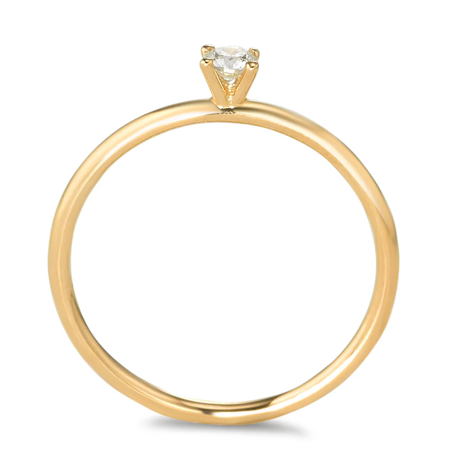 Anello solitario Oro giallo 750/18 carati Diamante 0.10 ct, w-si - Image 2