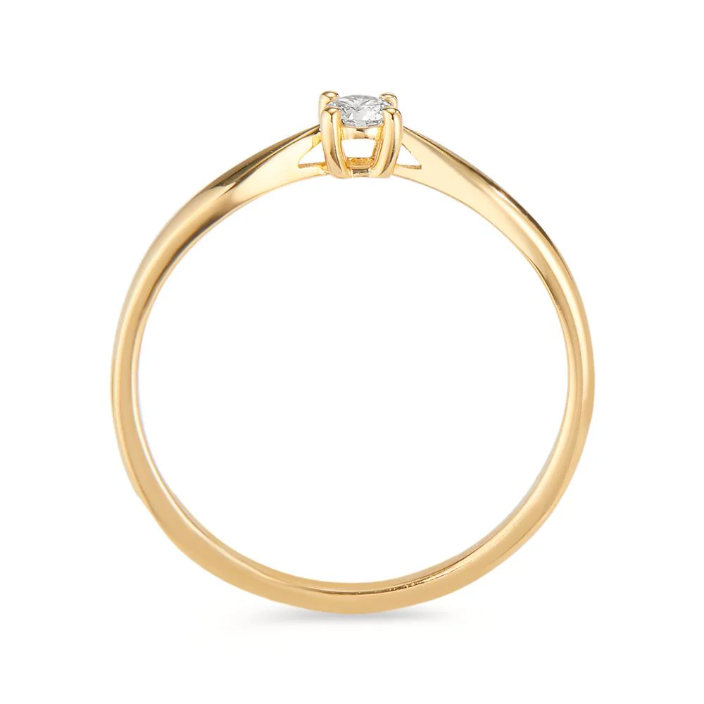 Anello solitario Oro giallo 750/18 carati Diamante 0.10 ct, w-si - Image 2