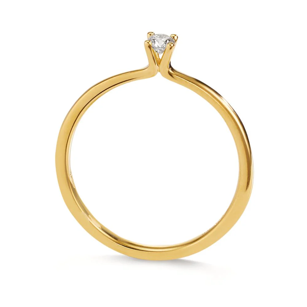 Anello solitario Oro giallo 750/18 carati Diamante 0.10 ct, w-si - Image 2