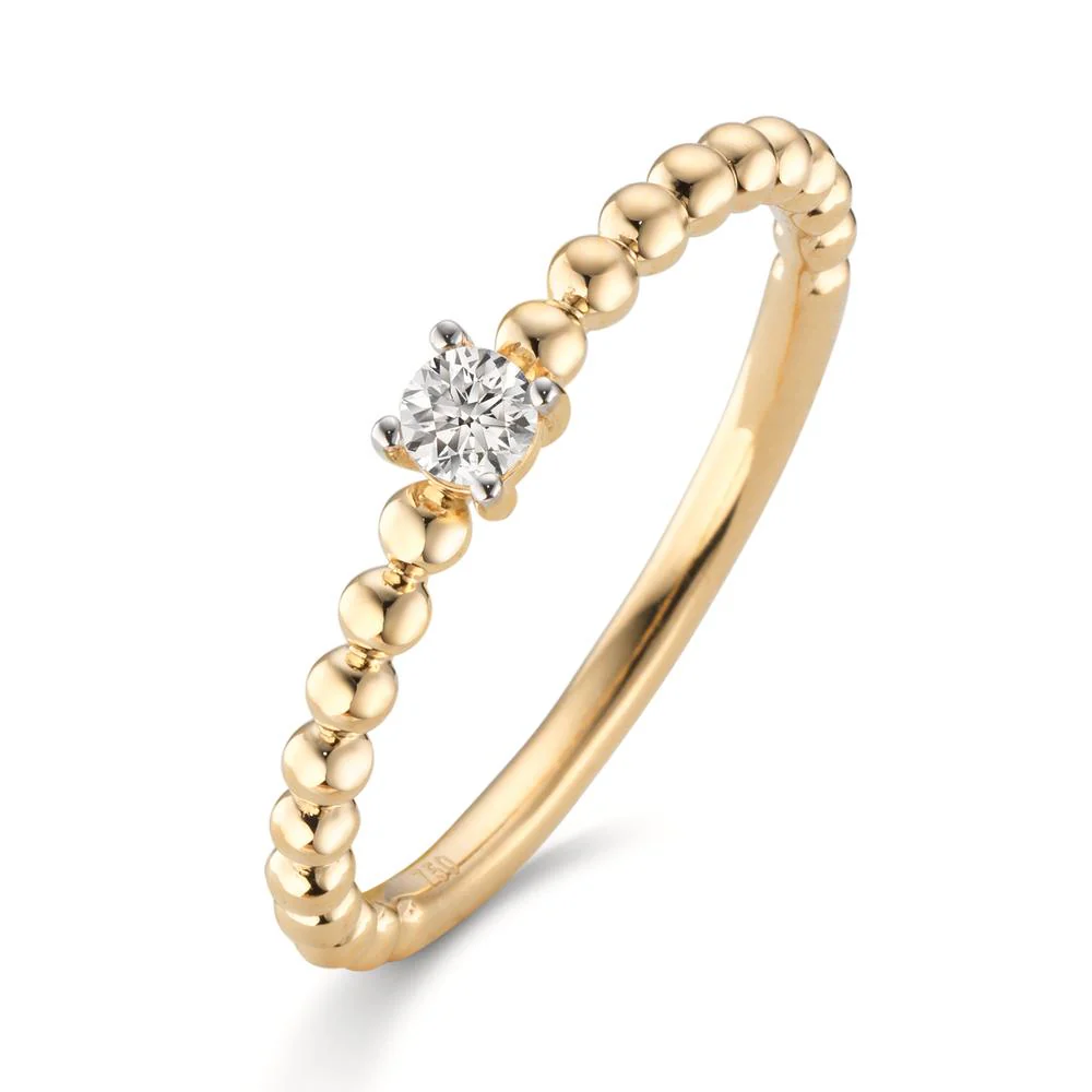 Anello solitario Oro giallo 750/18 carati Diamante 0.10 ct, w-si