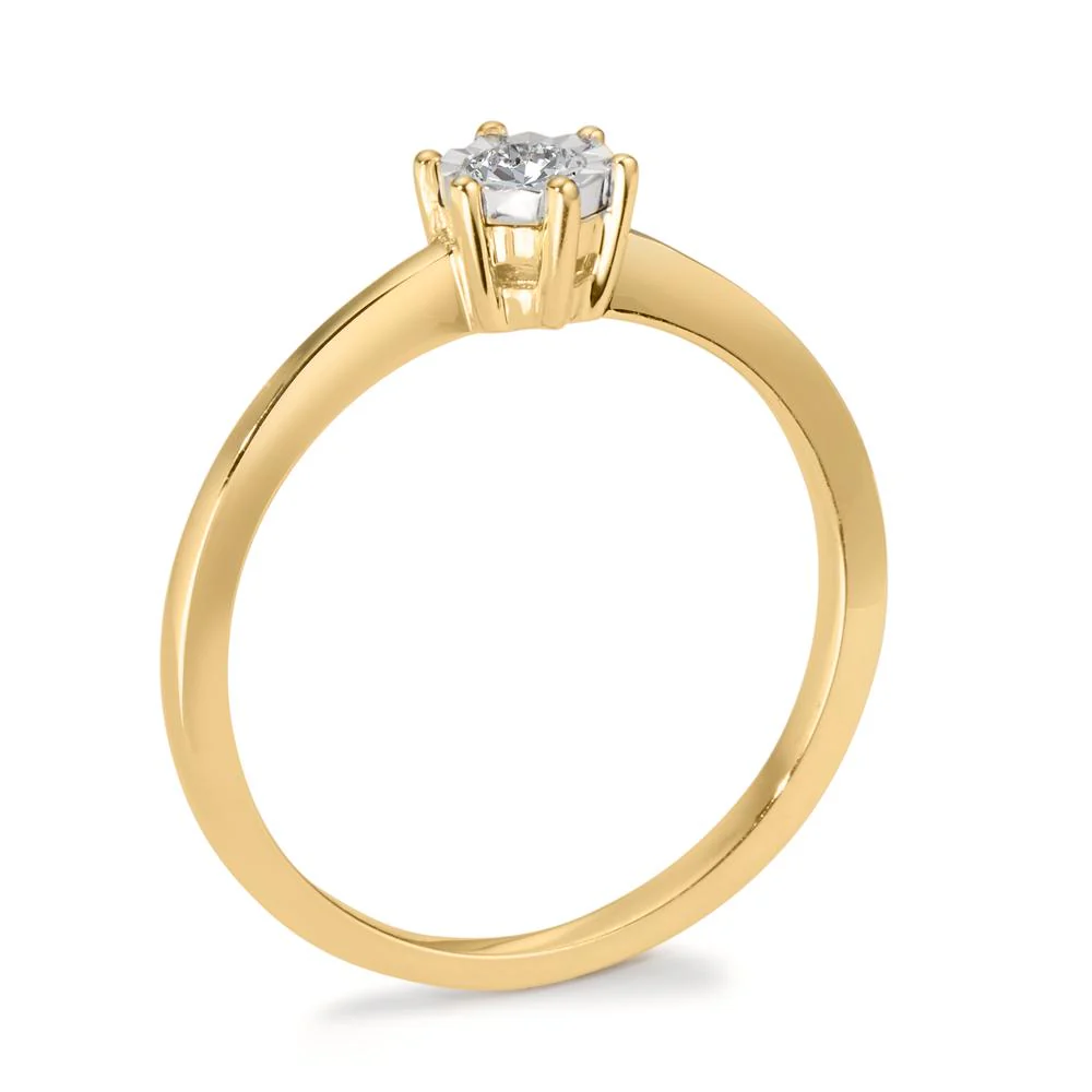 Anello solitario Oro giallo 750/18 carati Diamante 0.10 ct, w-si bicolore - Image 2