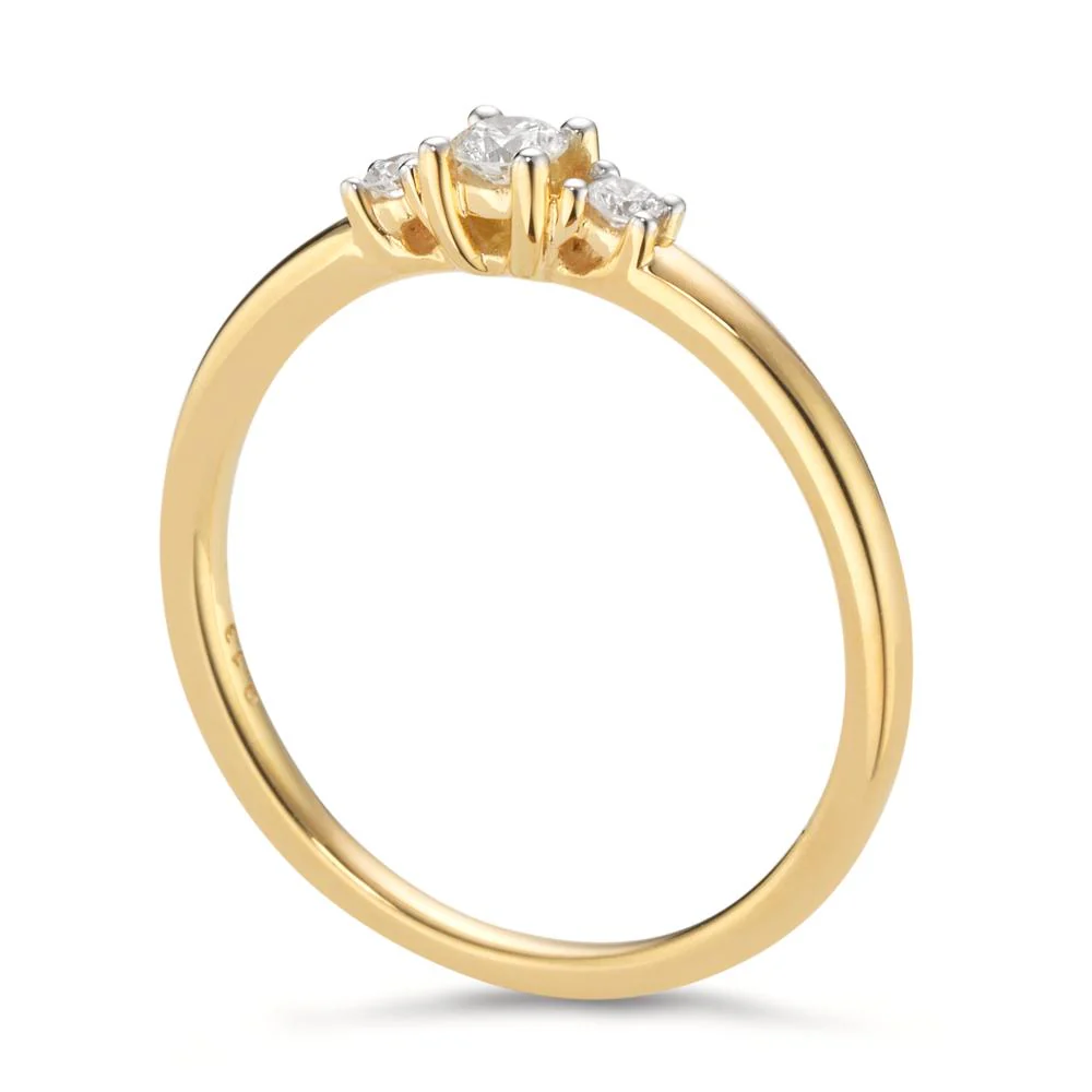 Anello solitario Oro giallo 750/18 carati Diamante 0.13 ct, 3 pietra, w-si - Image 2