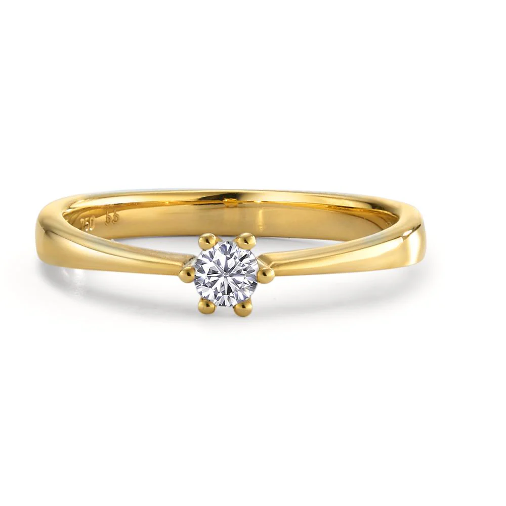 Anello solitario Oro giallo 750/18 carati Diamante 0.15 ct, w-si - Image 3