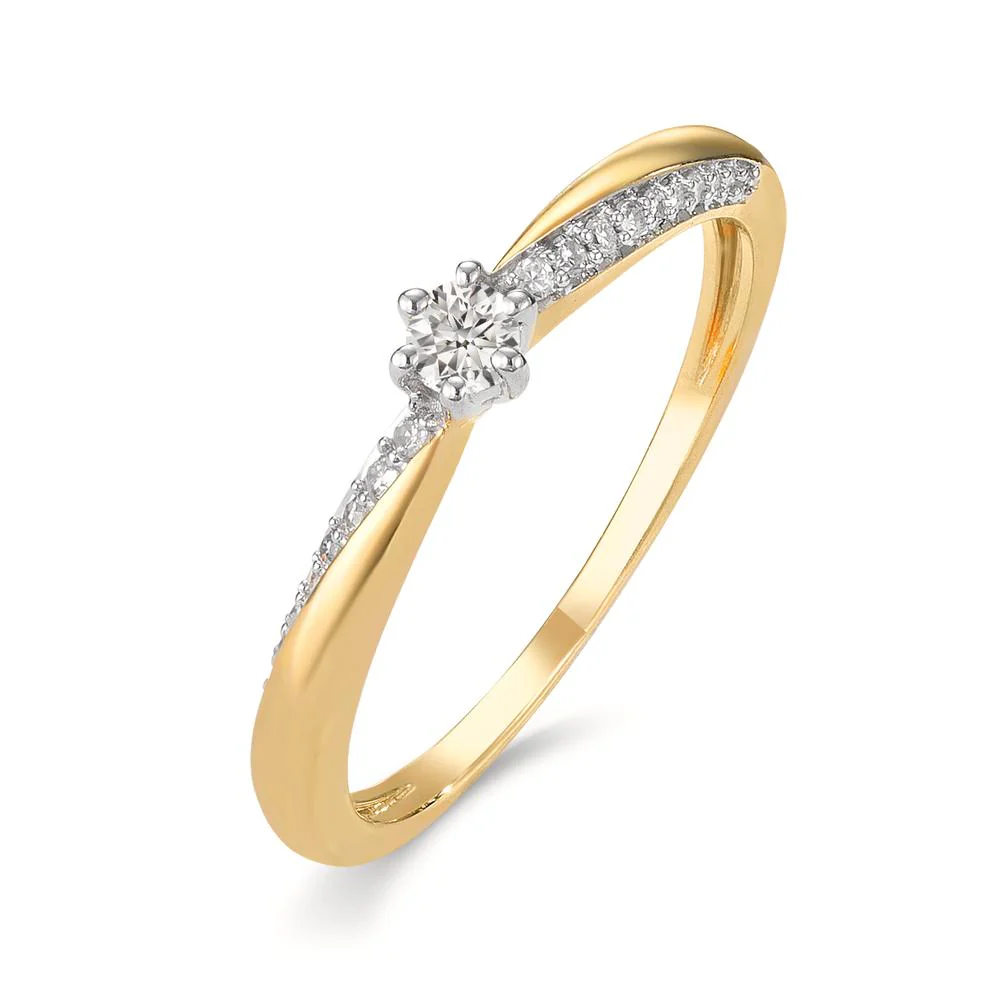 Anello solitario Oro giallo 750/18 carati Diamante 0.15 ct, w-si