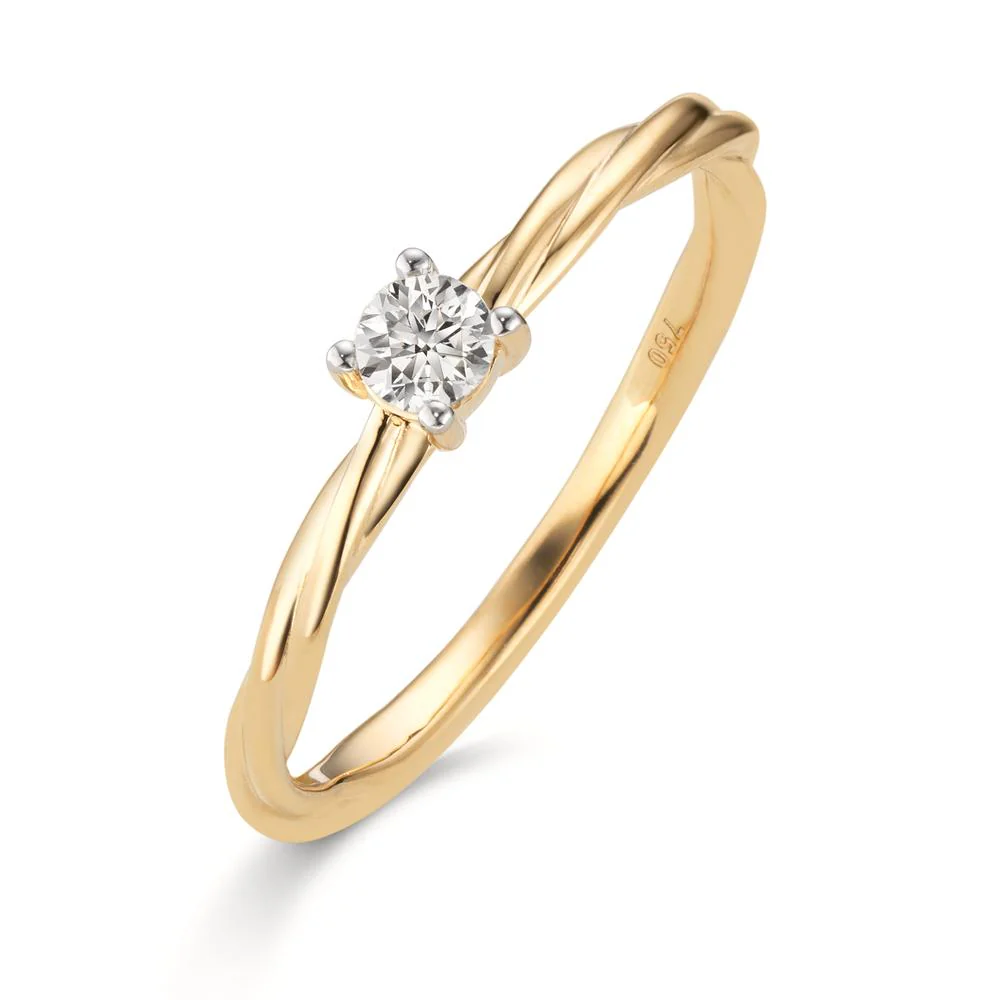 Anello solitario Oro giallo 750/18 carati Diamante 0.15 ct, w-si