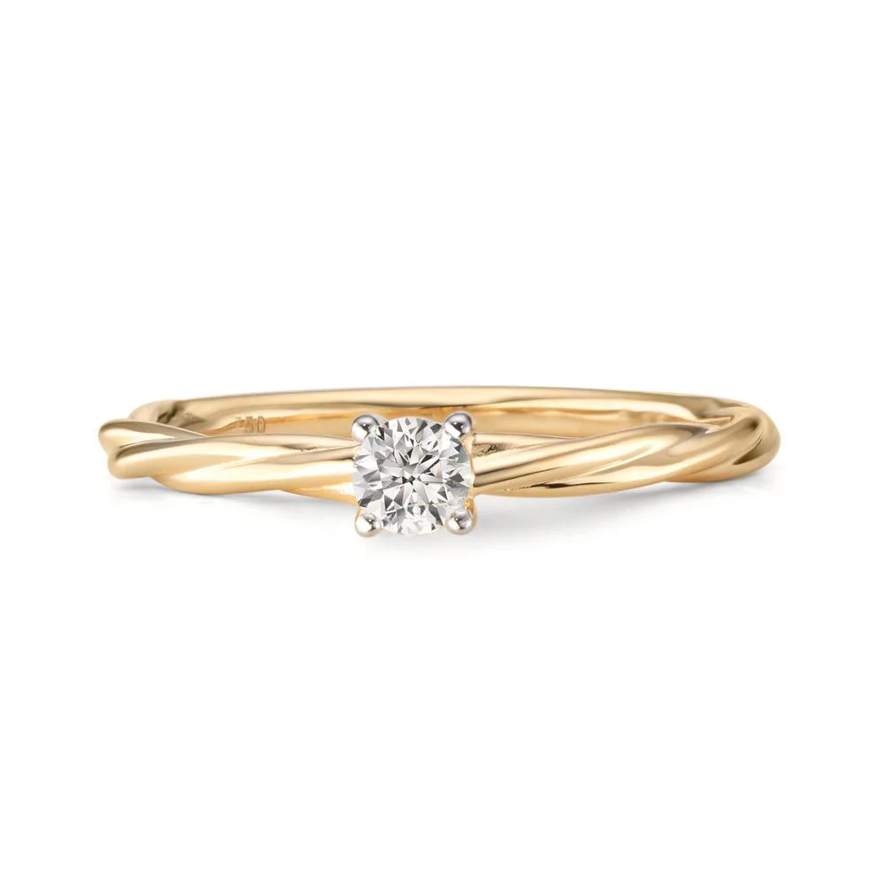 Anello solitario Oro giallo 750/18 carati Diamante 0.15 ct, w-si - Image 2