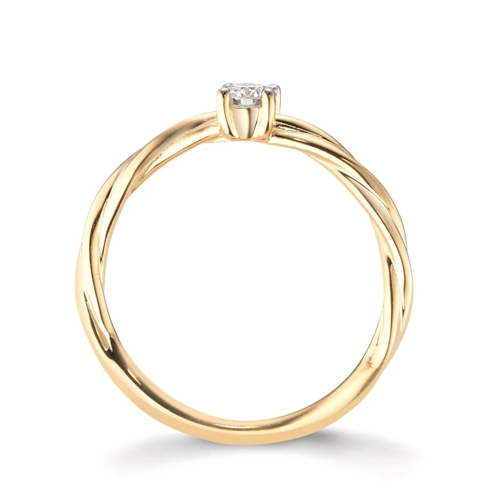 Anello solitario Oro giallo 750/18 carati Diamante 0.15 ct, w-si - Image 3