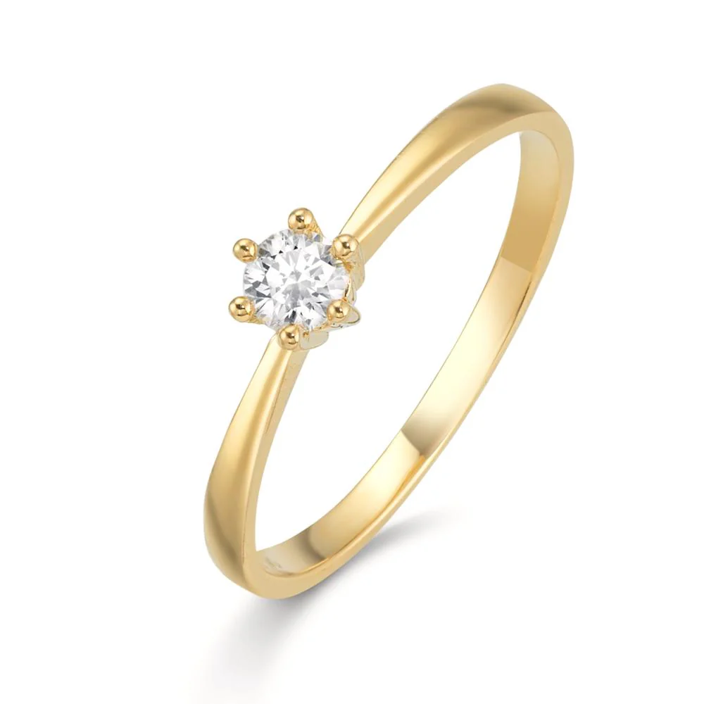 Anello solitario Oro giallo 750/18 carati Diamante 0.15 ct, w-si