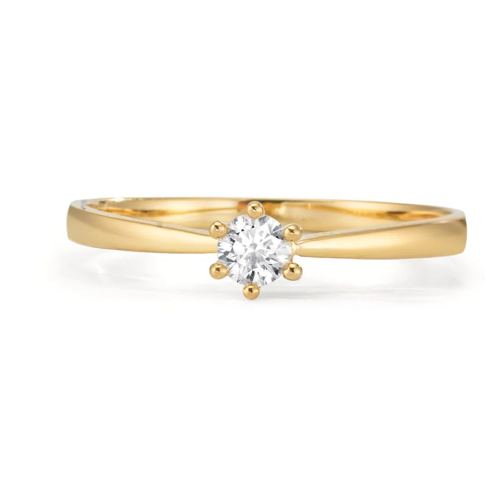 Anello solitario Oro giallo 750/18 carati Diamante 0.15 ct, w-si - Image 3