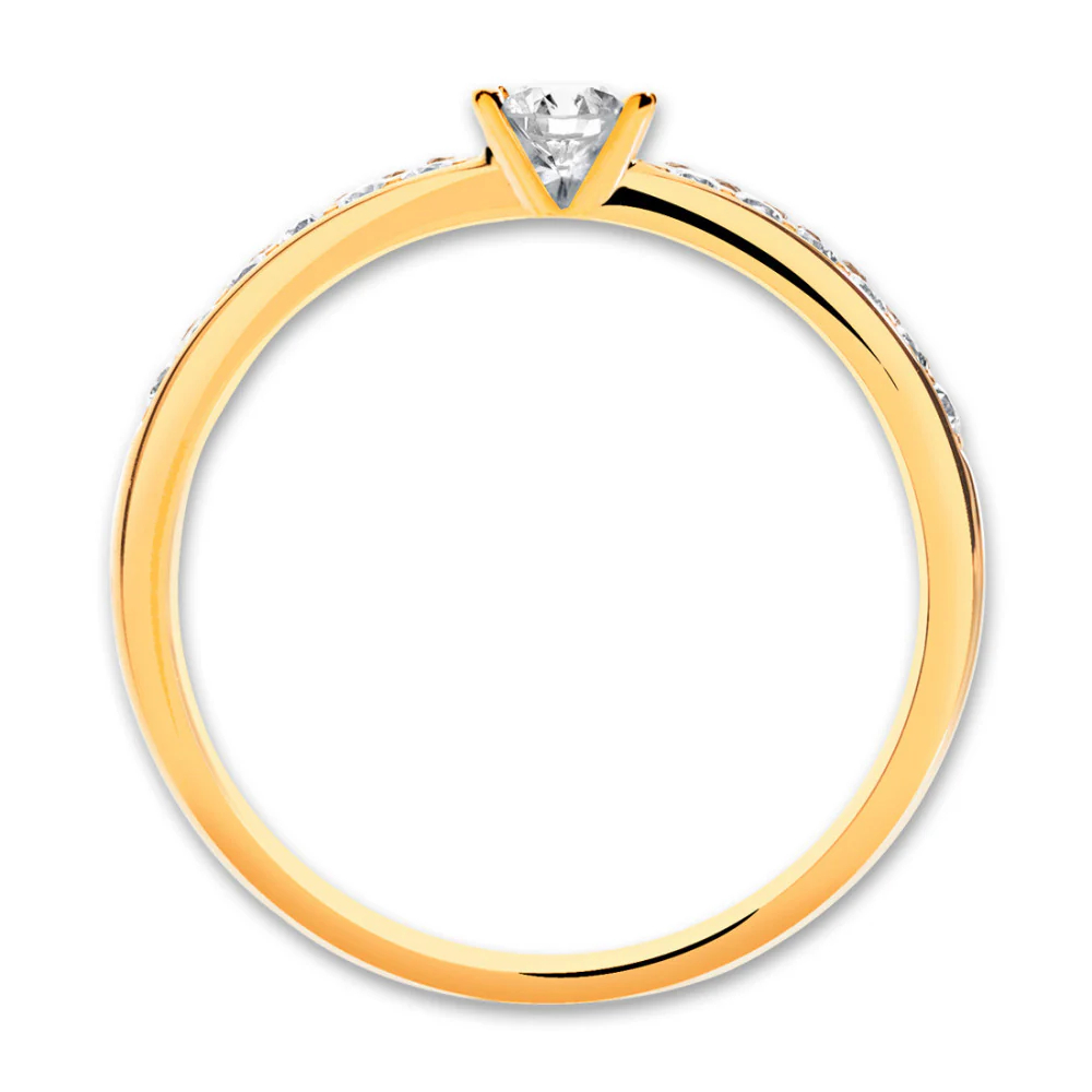 Anello solitario Oro giallo 750/18 carati Diamante 0.20 ct, 17 pietra, w-si - Image 2