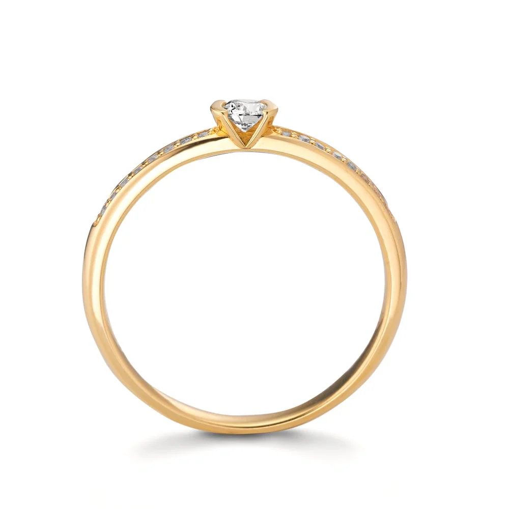 Anello solitario Oro giallo 750/18 carati Diamante 0.20 ct, 17 pietra, w-si - Image 3